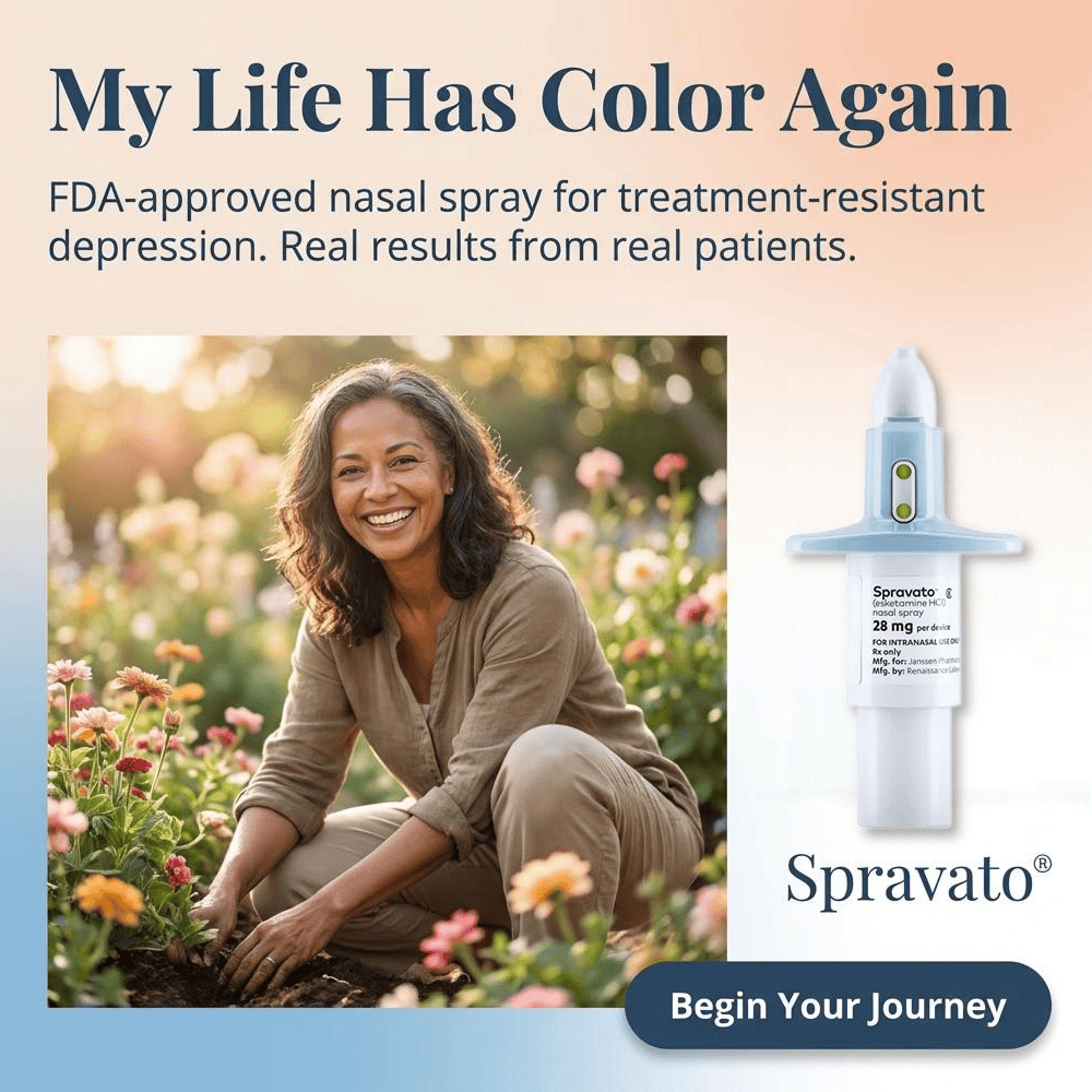 FDA-approved nasal spray for treatment-resistant depression. Real results from patients.