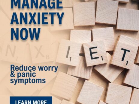 Wooden blocks spelling "Let" with text about managing anxiety and reducing worry.
