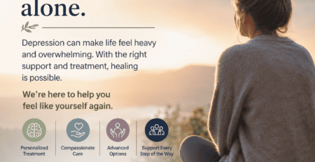 Woman meditating outdoors for mental health support and depression relief.