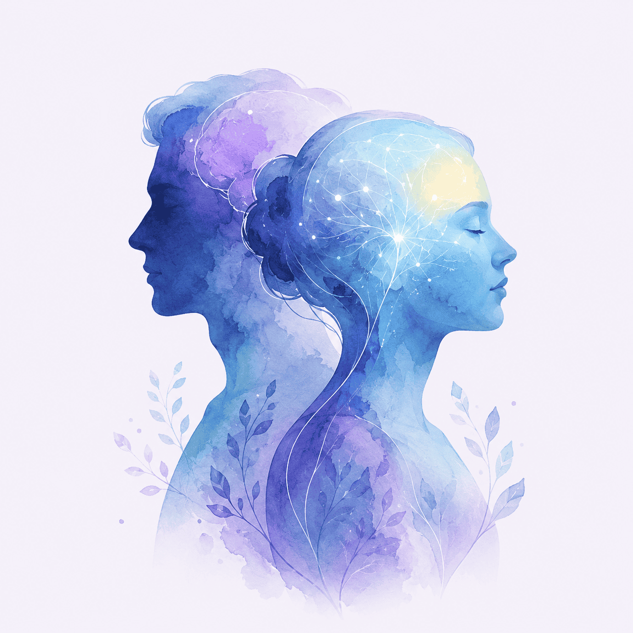 Watercolor mental health illustration representing compassionate psychiatric care